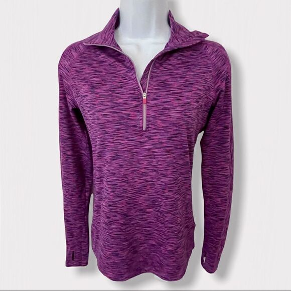Athleta Mendoza Purple & Pink Space Dye Quarter Zip Running Pullover Jacket XXL - Picture 5 of 15